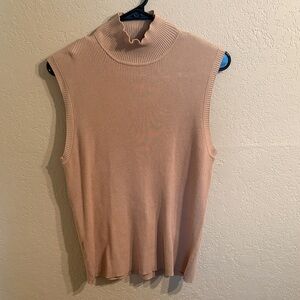 Sleeveless Ribbed Turtleneck Top - Cream size L